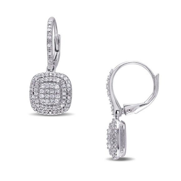 Stunning diamond and sterling silver earrings - Picture 1 of 9